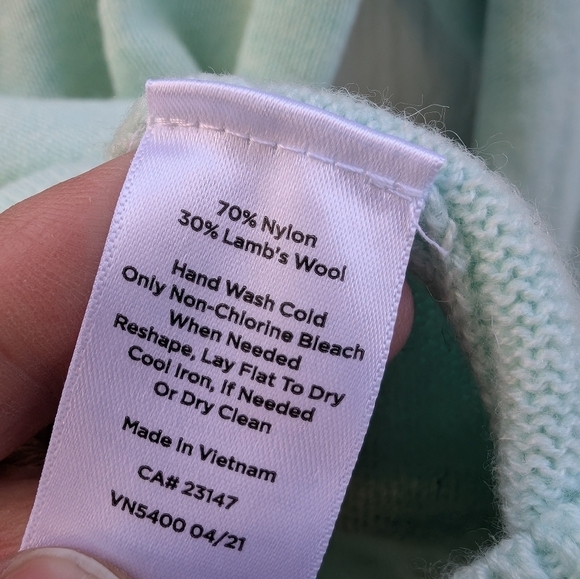 NWT Talbots Fair Isle Yoke Sweater Lambswool Blend Mint Green Petite Size P - Picture 5 of 6